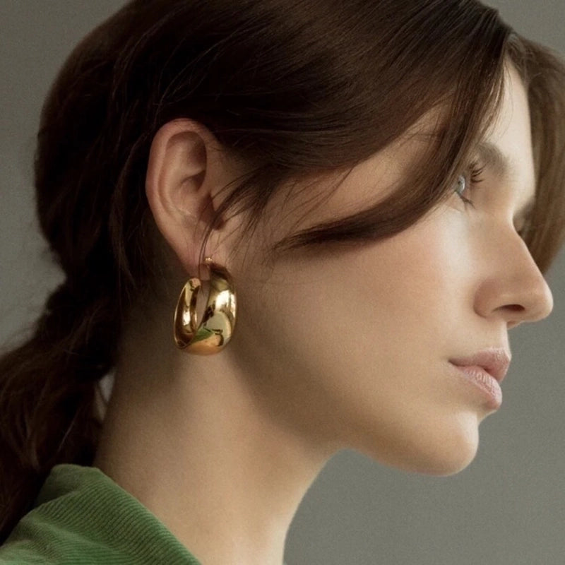 1 Pair Minimalist Geometric Stainless Steel Metal Hoop Earrings