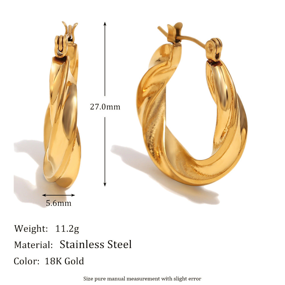 Fashionable Niche Geometric Lobster Hoop Grape Earrings Stainless Steel 18K Gold Plated Angel Earrings