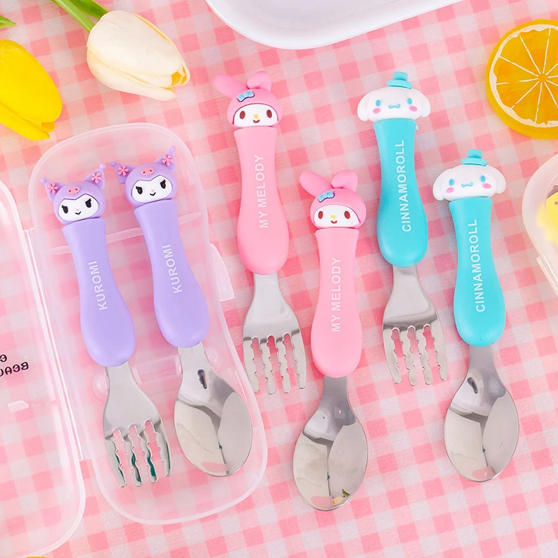 CUTE CARTOON ANIME SPOON FORK SET PORTABLE STAINLESS STEEL TABLEWARE