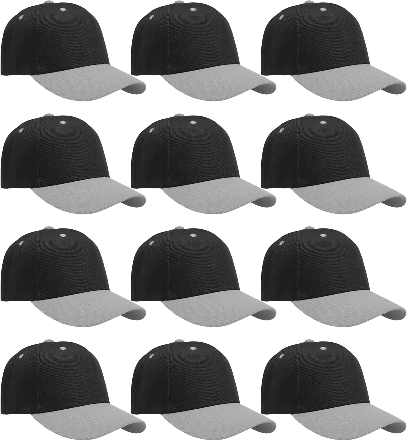 Falari Wholesale Bulk Lot 12-Pack Baseball Cap Adjustable Size Plain Blank Solid Color