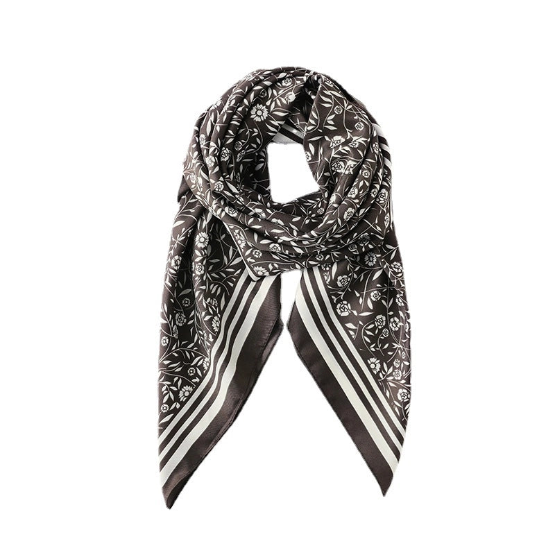 Women's  Flower Satin Silk Scarf