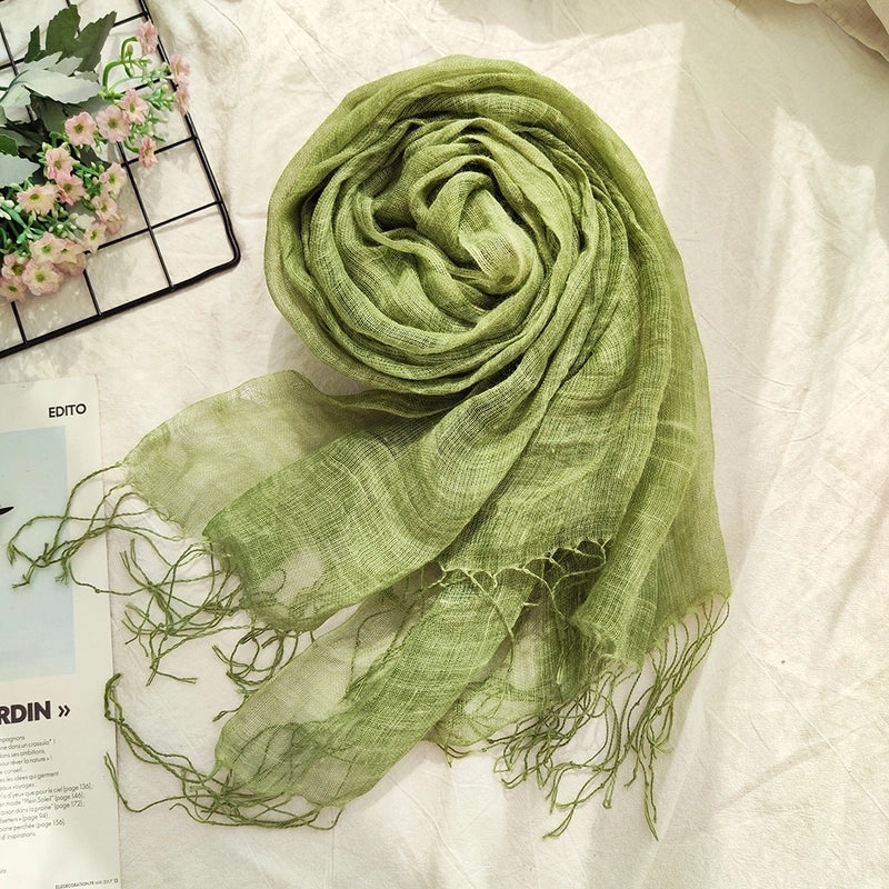 Women's Ethnic Style Solid Color Linen Silk Scarf
