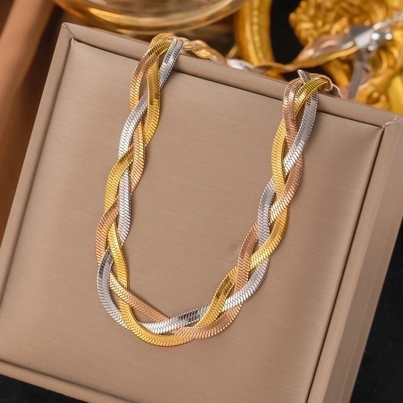 304 Stainless Steel 18K Gold Plated Rose Gold Plated Streetwear Plating Solid Color Layered Necklaces