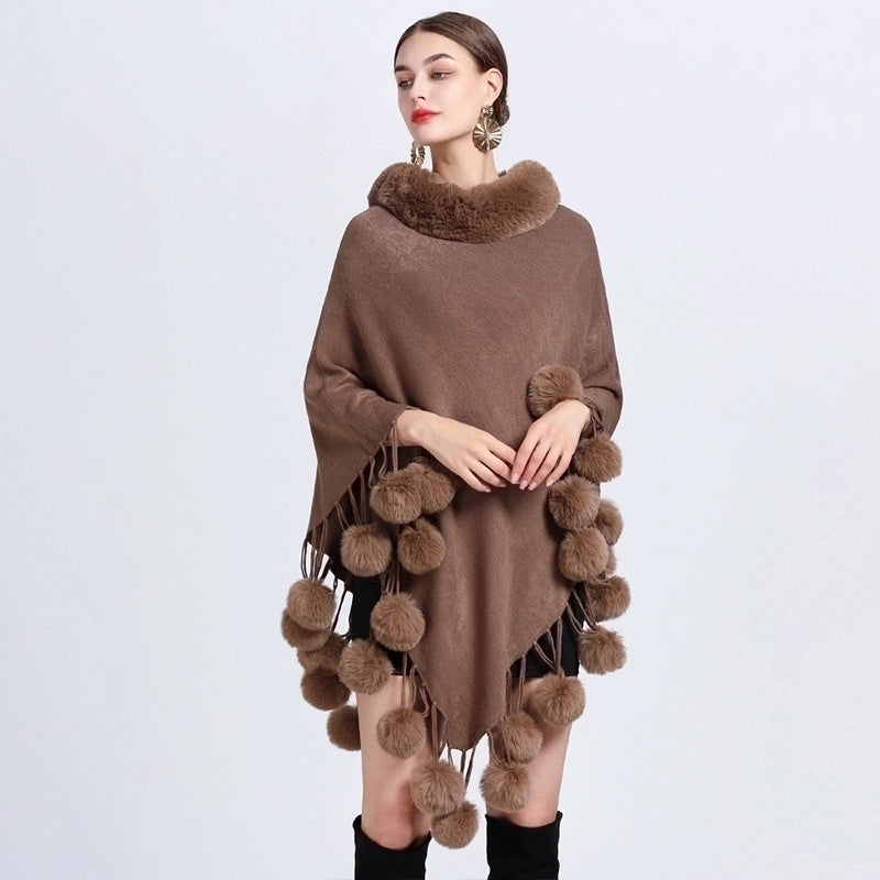 Women's Minimalist Solid Color Imitation Cashmere Polyester Tassel Shawl