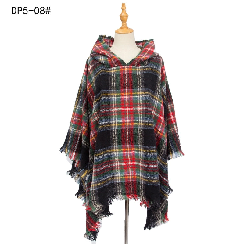 Women's Streetwear Plaid Polyester Tassel Shawl
