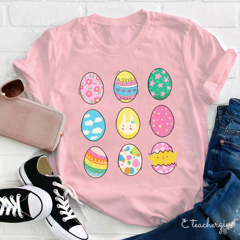 Rich Pattern Eggs Teacher T-Shirt