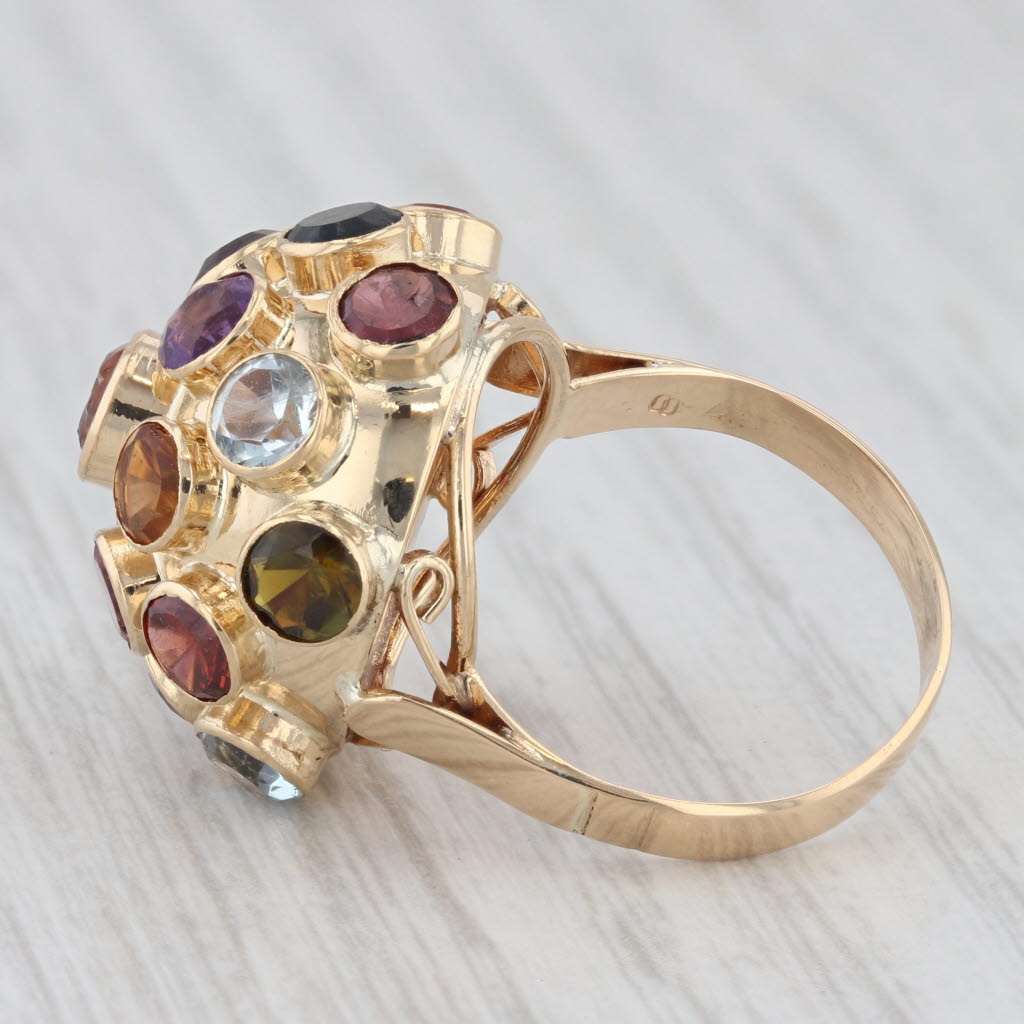 Sputnik Gemstone Ring 18k Gold Amethyst Citrine Aquamarine Garnet Tourmaline