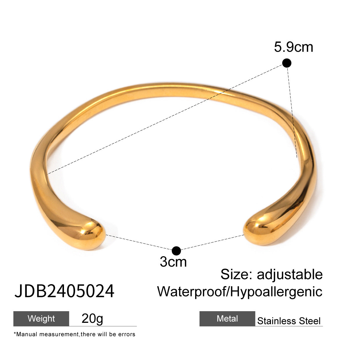Stainless Steel Gold Pearl Bracelet Open Bracelet Titanium Steel Bracelet