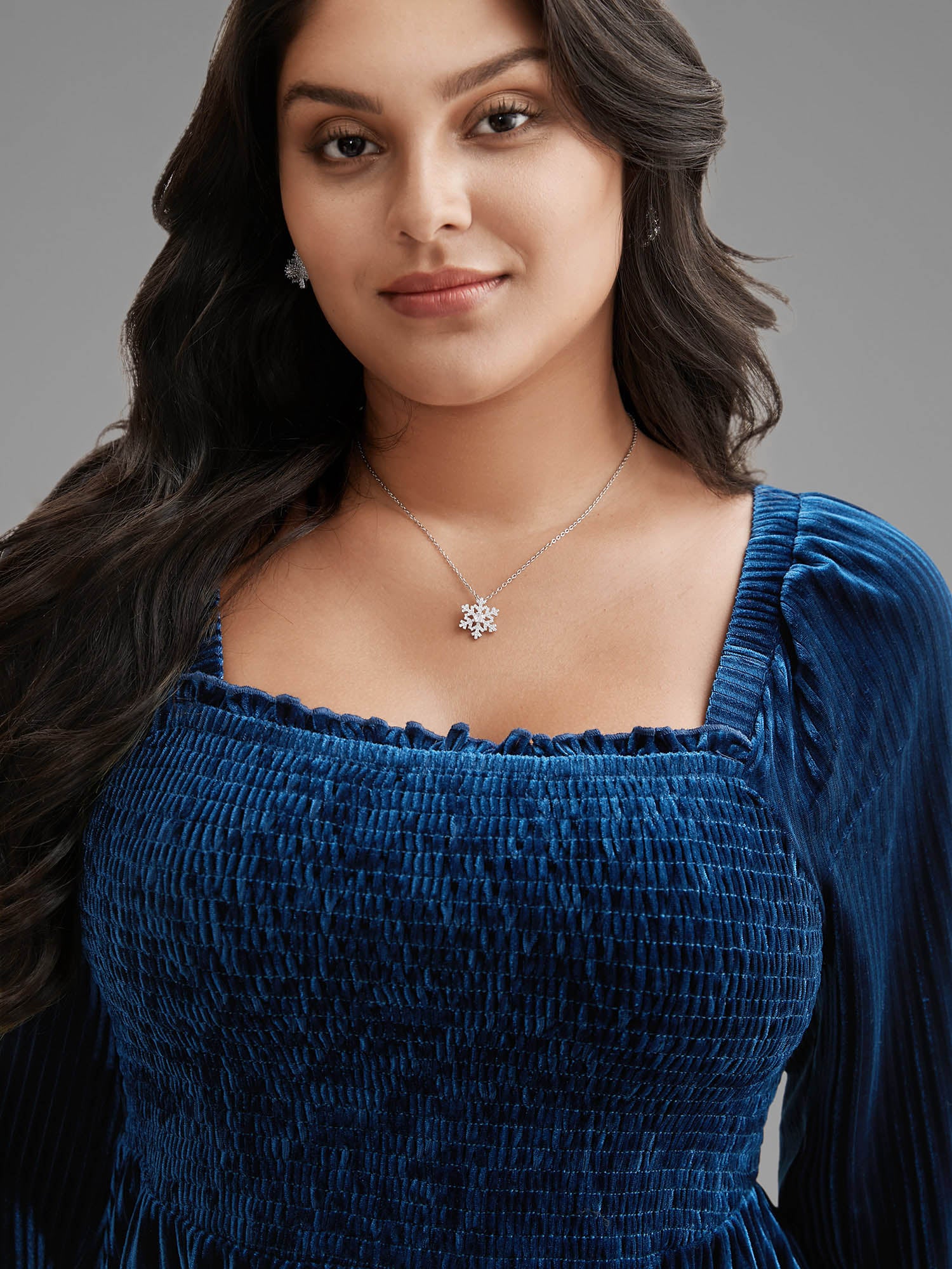 Velvet Smocked Bodice Jersey Top