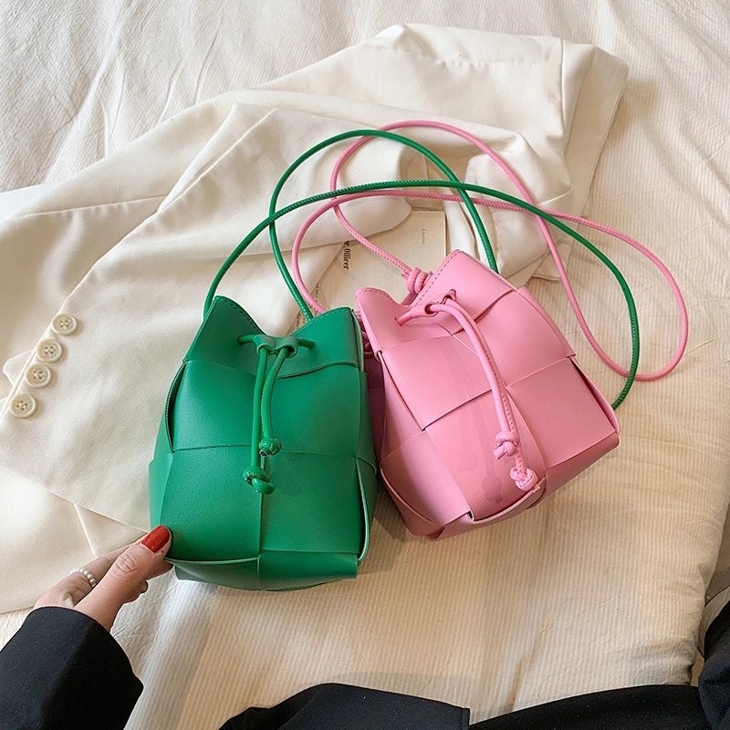 Women's Mini All Seasons Pu Leather Solid Color Classic Style Bucket String Bucket Bag