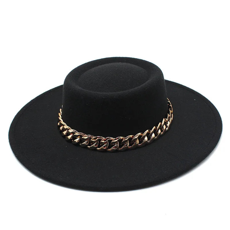 Elegant Round Concave Flat Top Woolen 8.5cm Top Hat Men And Women Fashion Flat Top Woolen Top Hat