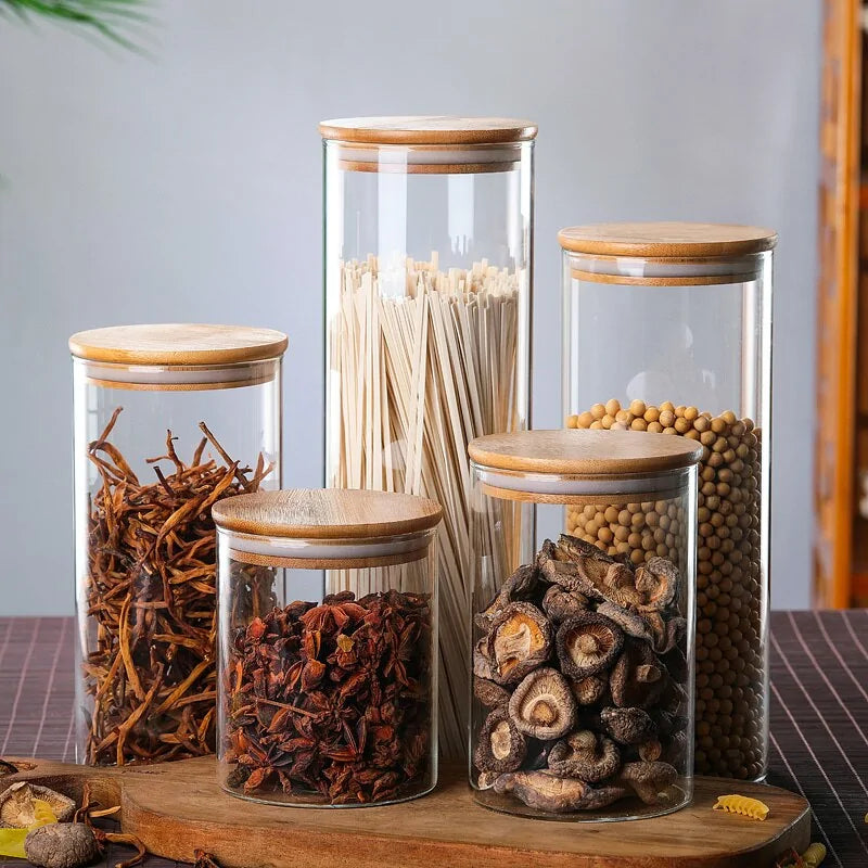 Bamboo-Covered High Borosilicate Glass Food Storage Containers