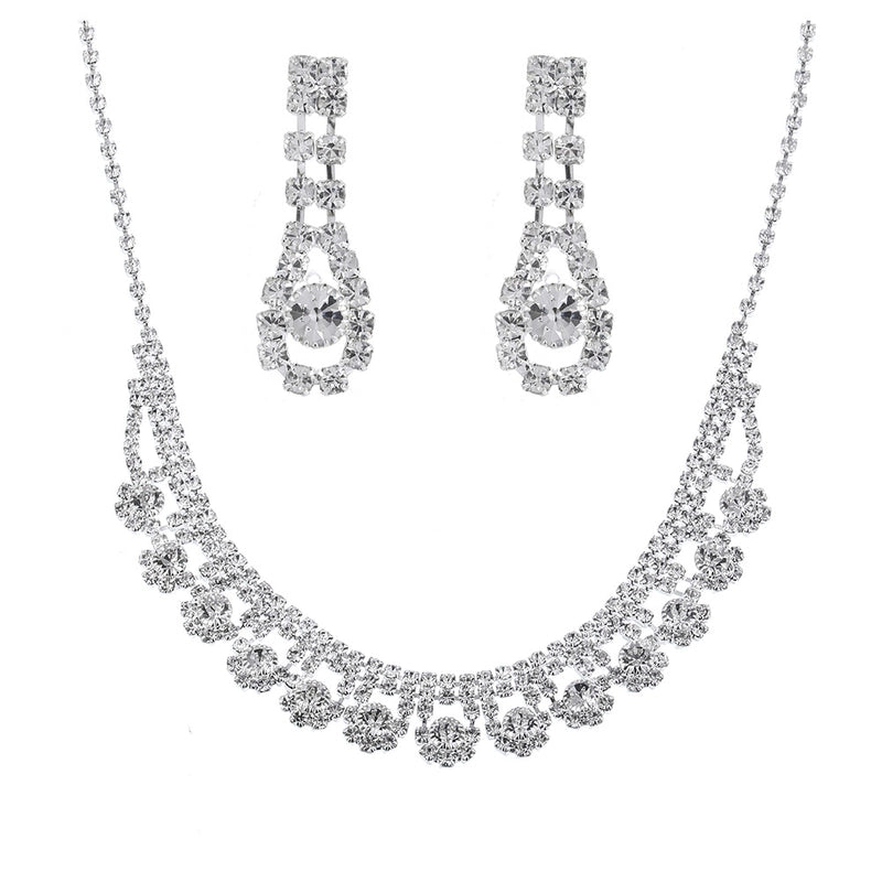Minimalist Solid Color Artificial Crystal Copper Inlay Zircon Earrings Necklace