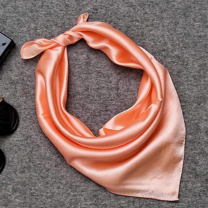 Women's Minimalist Solid Color Satin Printing Silk Scarf