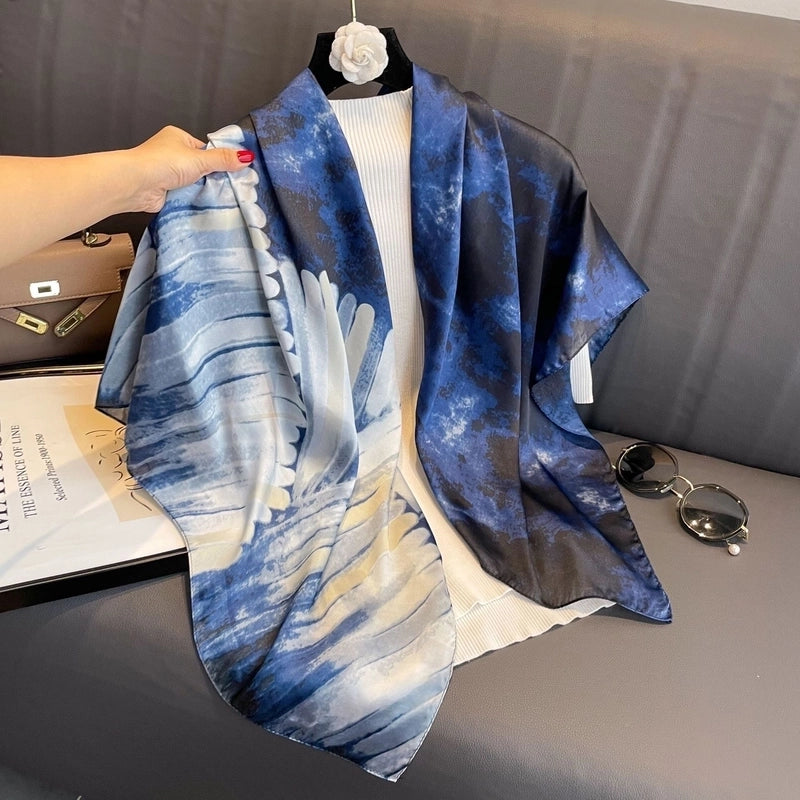 Women's Vintage Style Letter Color Block Polyester Silk Scarves