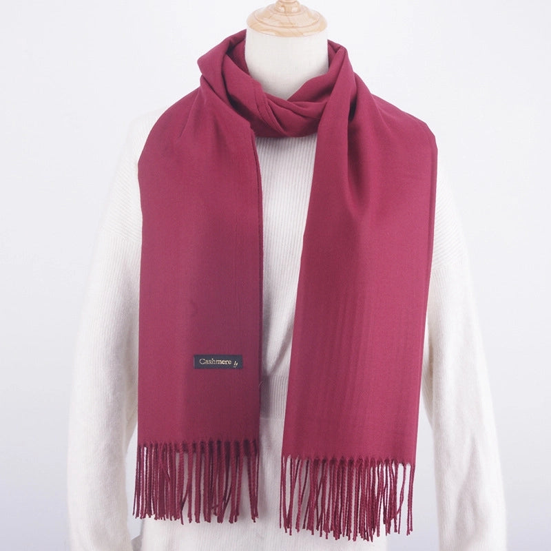 Solid Color 250g Cashmere Wool Scarf Short Thorn Lint Cashmere Warm Men's And Women's Autumn And Winter Shawls
