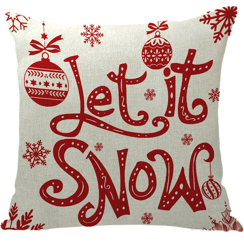 Fashion Letter Snowflake Elk Linen Pillow Cases
