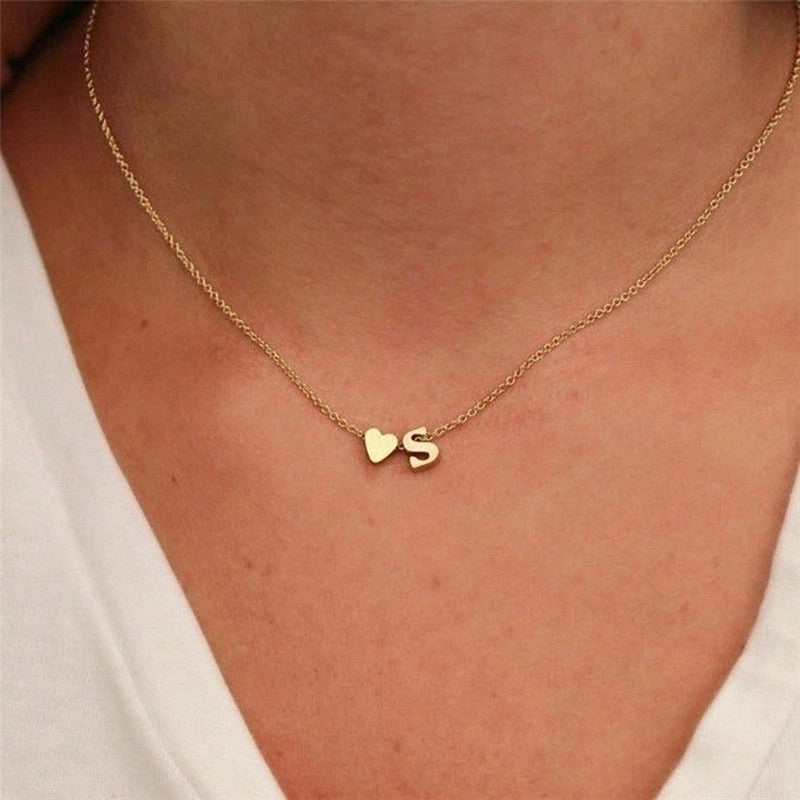 Fashion Letter Heart Shape 304 Stainless Steel 18K Gold Plated Gold Plated Stainless Steel Necklaces