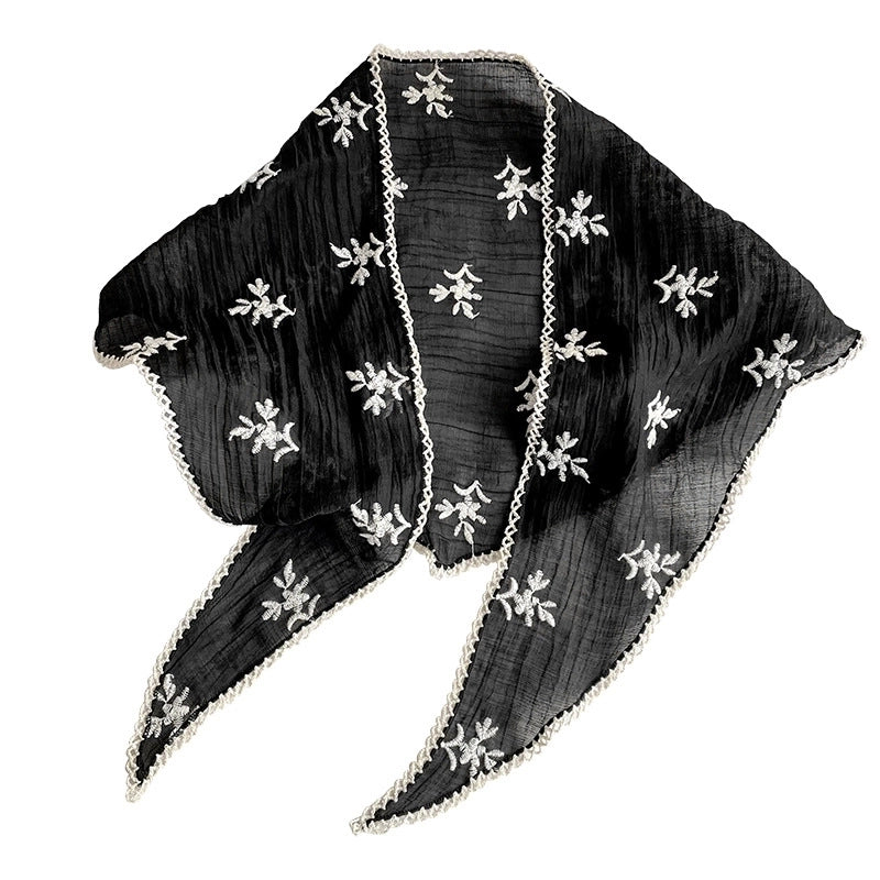 Women's Sweet Color Block Polyester Printing Silk Scarf