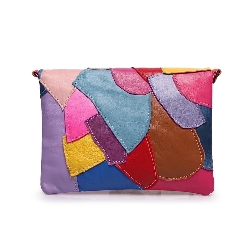 Women's Medium Leather Color Block Vintage Style Square Flip Cover Handbag