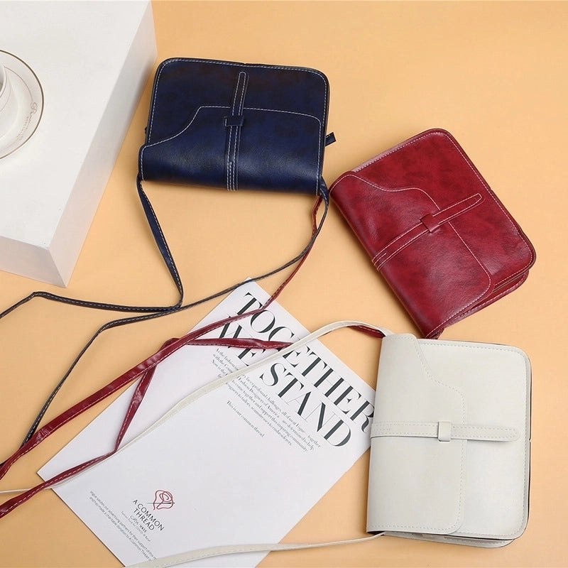 Women's Small Pu Leather Solid Color Vintage Style Square String Crossbody Bag