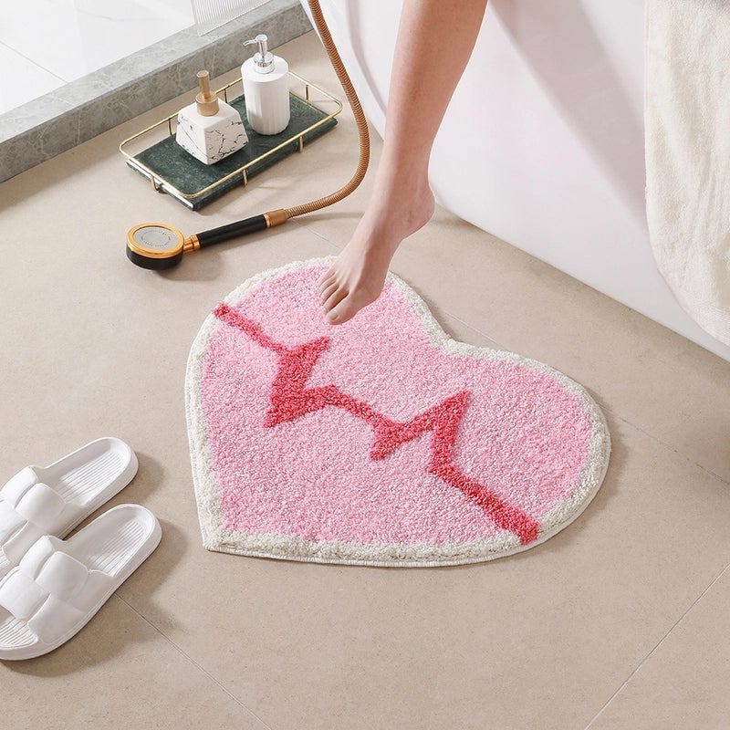 Valentine'S Day Casual Elegant Heart Shape Polyester Carpet Bathing