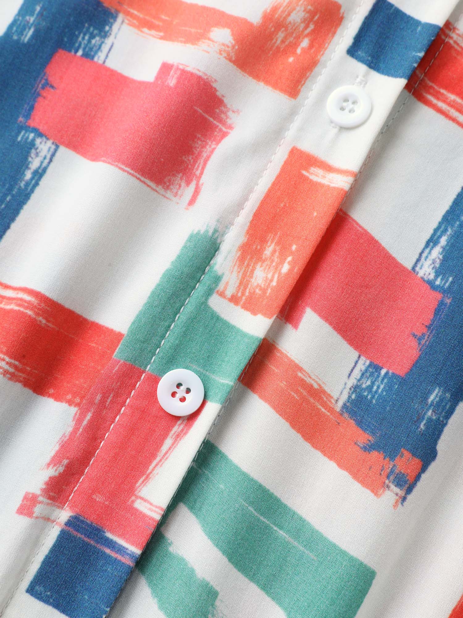 Color Puzzle Rayon Collar Midi Dress