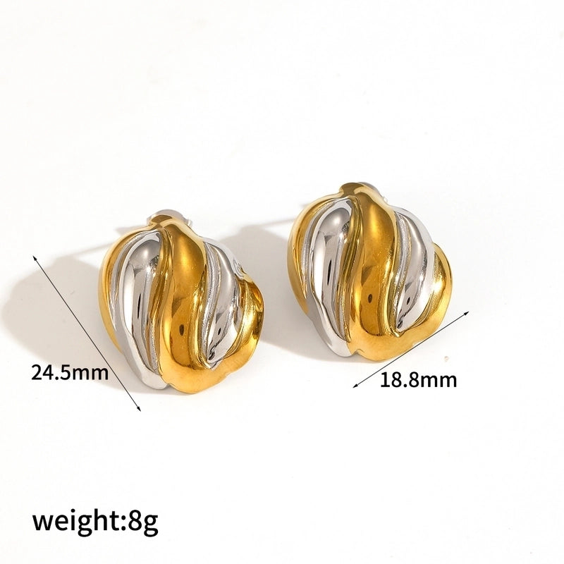 Fashion Popular Gold And Silver Color Matching Two-Color Geometric Stainless Steel Ornament Non-Fading Ornament Combination