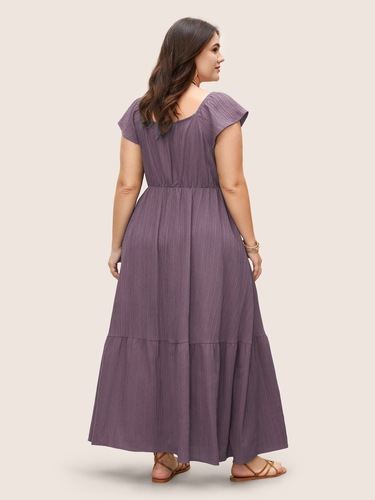 Texture Drawstring Tie Knot Tassels Dress