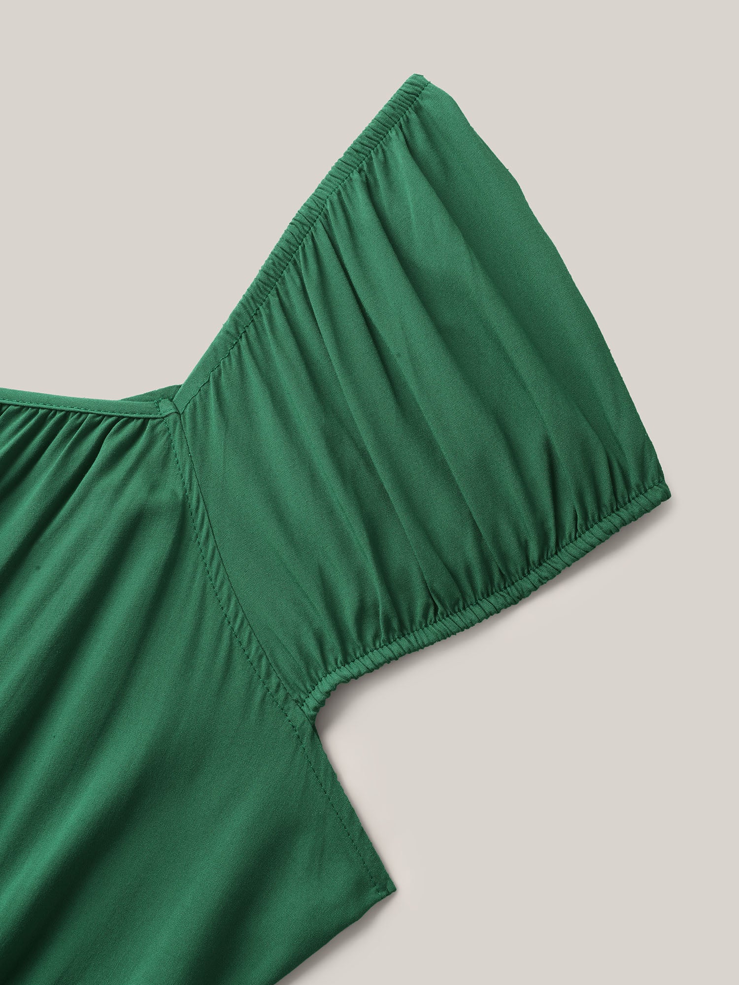 Rayon Keyhole Pockets Solid Milkmaid Dress