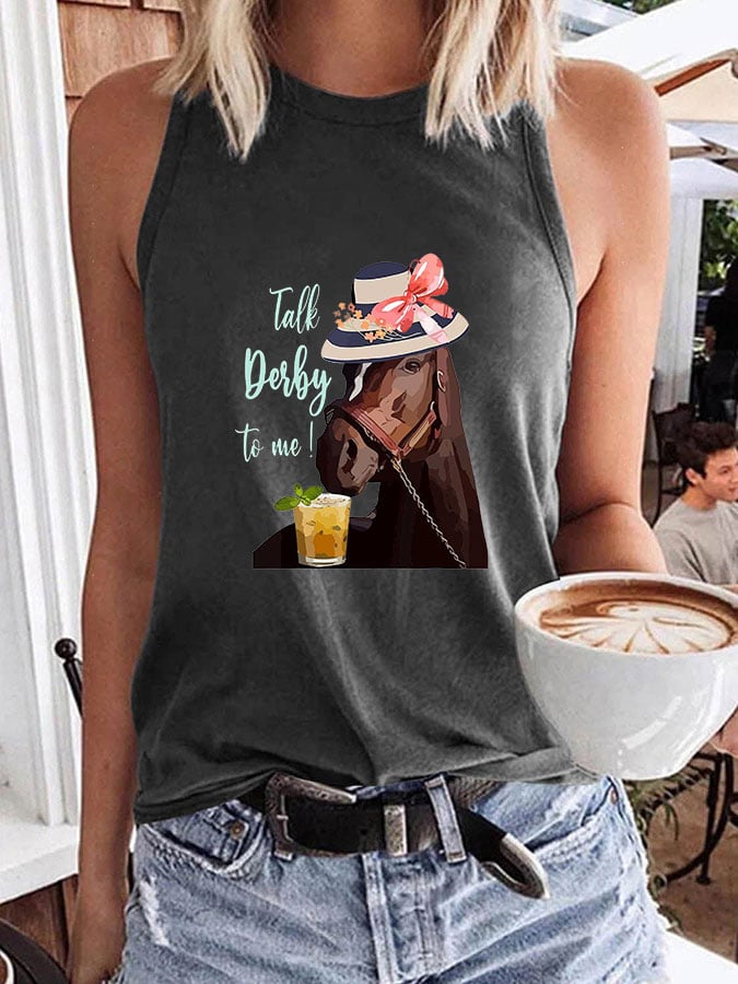 Women's Talk Derby To Me Printed Casual Tank Top