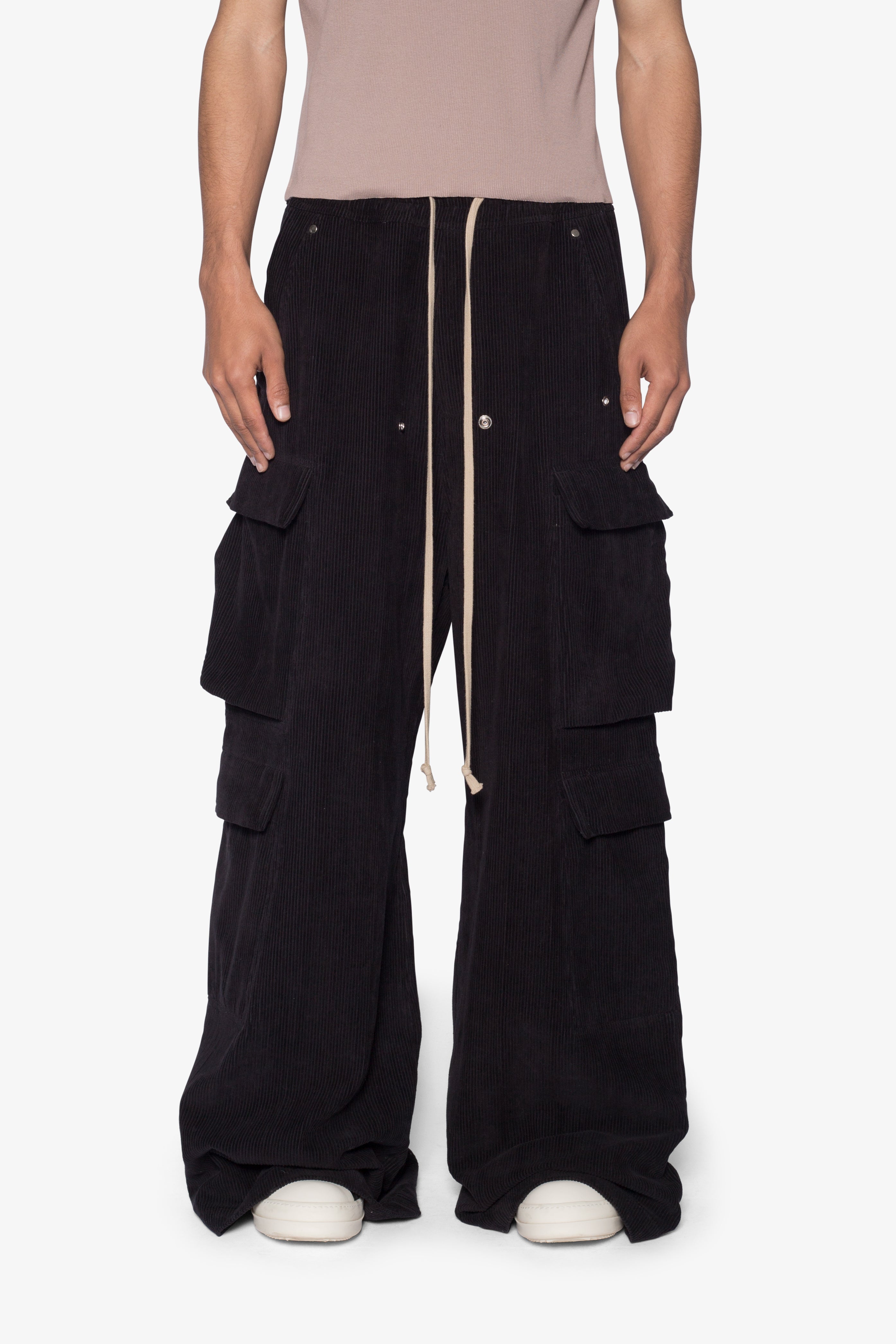 Corduroy Rave Double Cargo Pants - Black