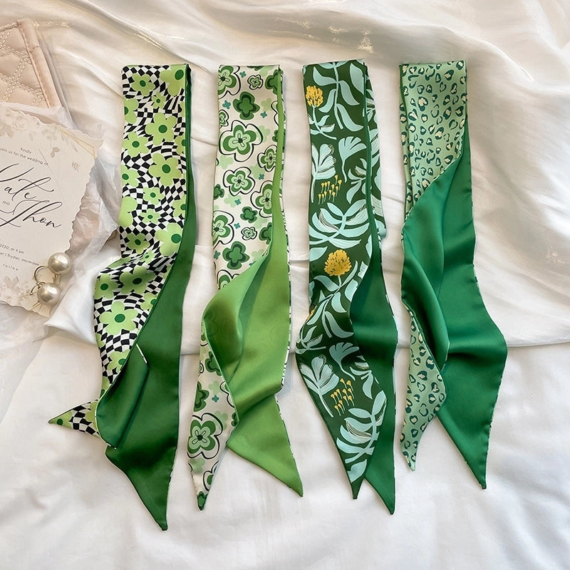 Women's Fashion Sweet Flower Satin Printing Silk Scarves