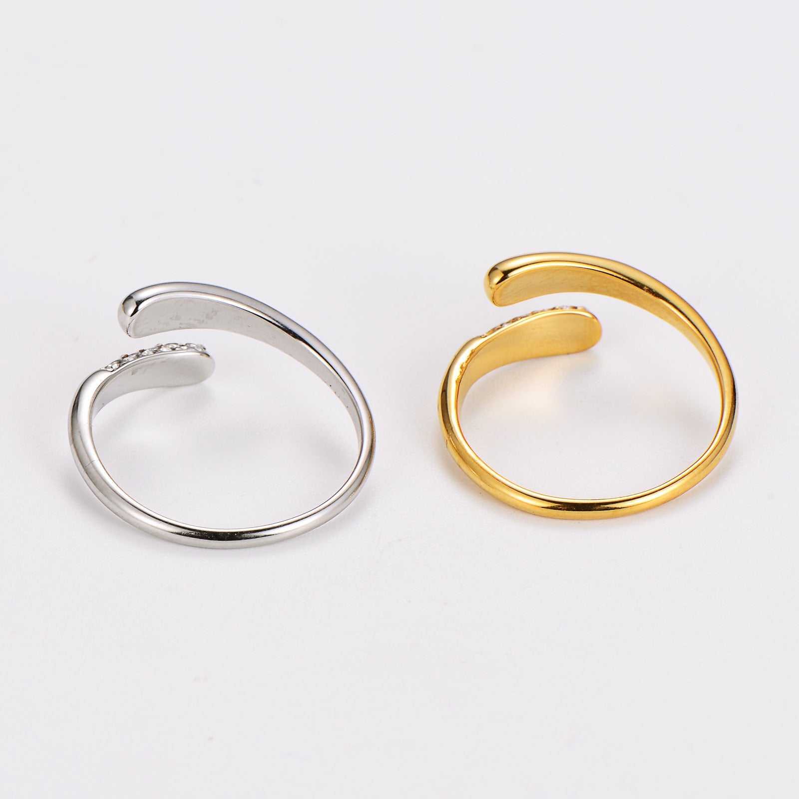 Aml Stainless Steel Ins Style Diamond Hug Ring Trendy Couple Ring