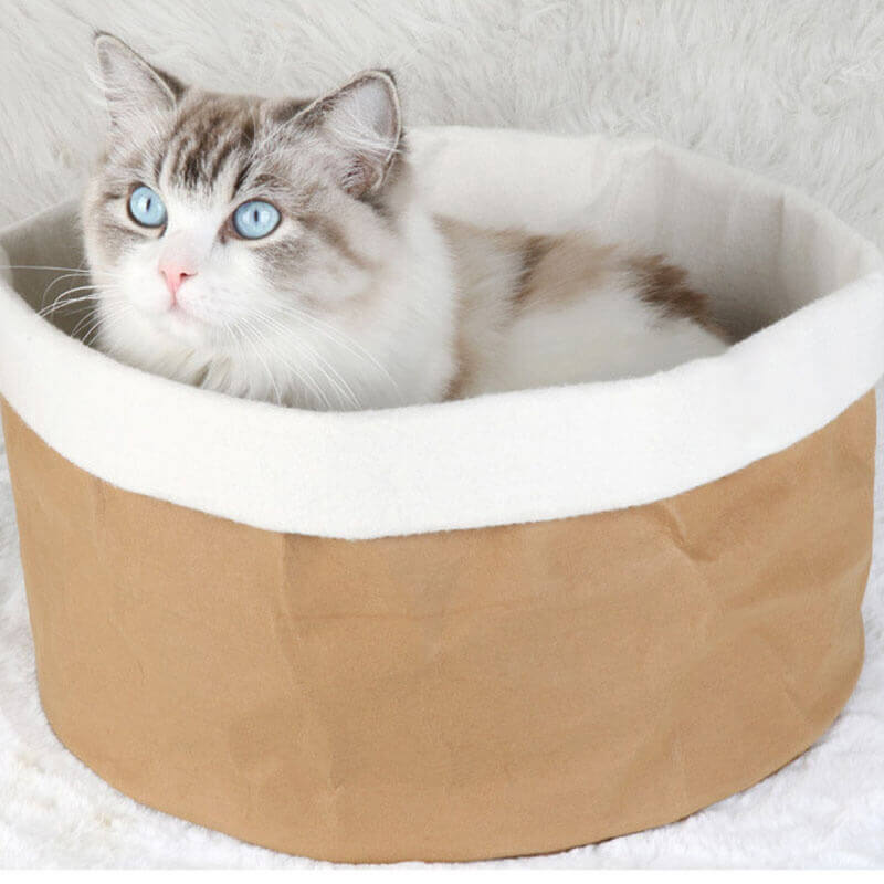 Washable Kraft Paper Cat Basket Bed