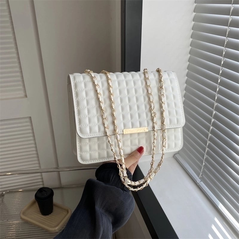 Women's Pu Leather Solid Color Streetwear Square Magnetic Buckle Shoulder Bag Crossbody Bag