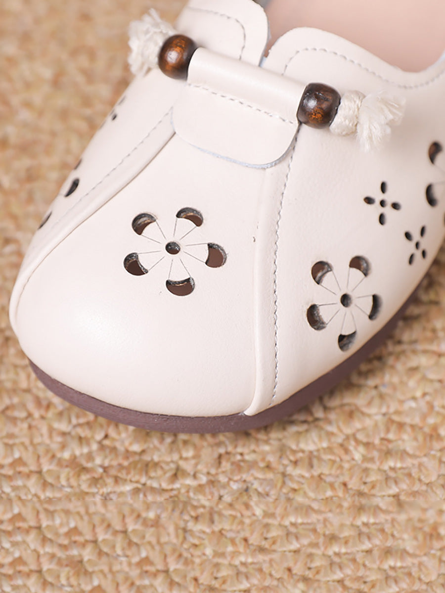 Women Casual Summer Leather Hollow Out Flat Shoes