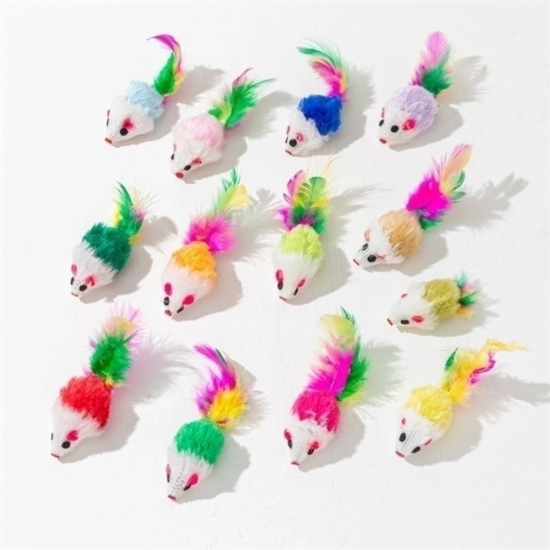 Pet Supplies Simulation Plush Mouse Doll Set Feather Mouse Scratch-resistant Bite Molar Cat Toy