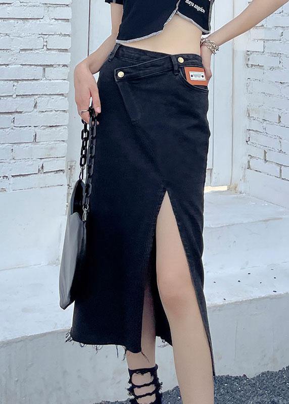 Casual Black Summer High Waist Denim Casual Skirts