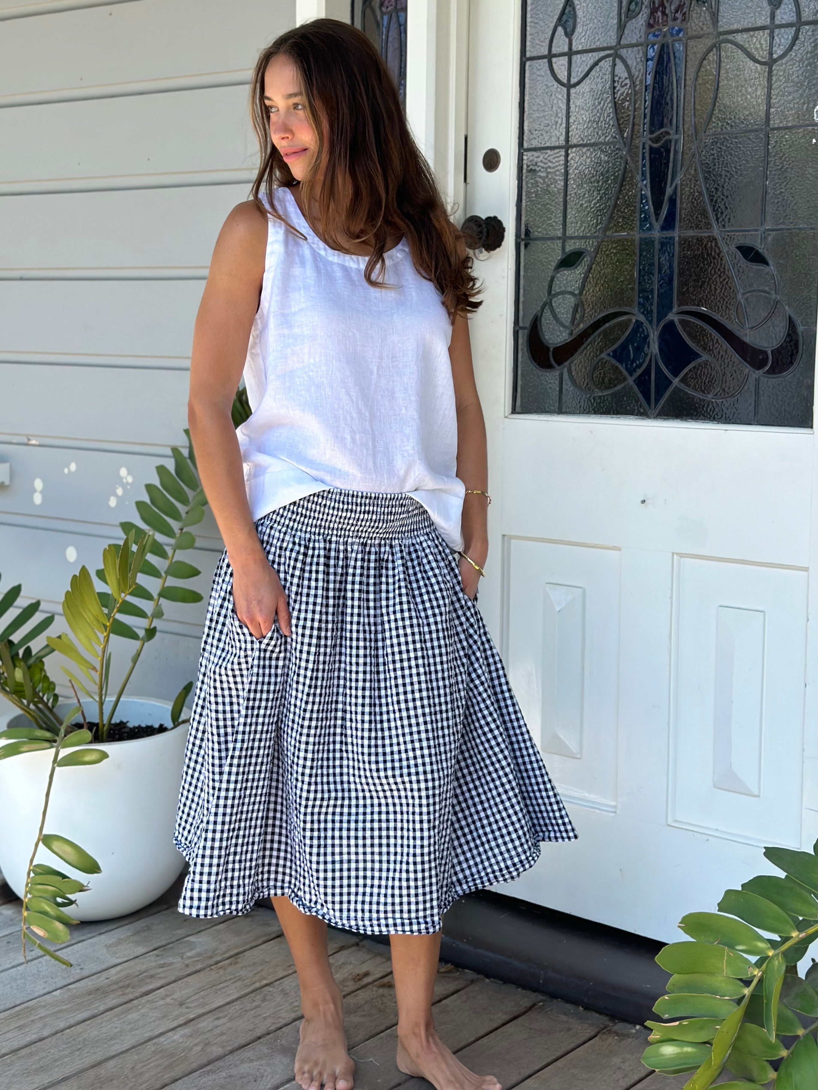 lola skirt -black /white gingham