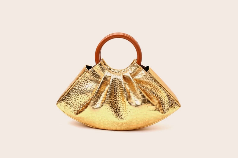 Gold Silver Orange Pu Leather Solid Color Crocodile Shell Evening Bags