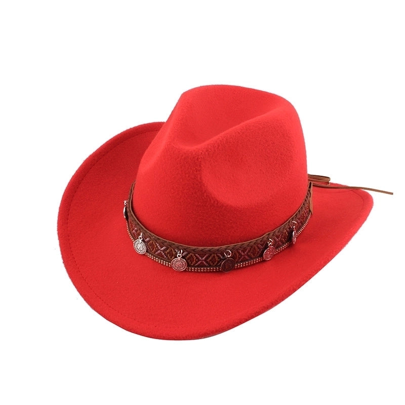 Ethnic Style Topper Hat Western Cowboy Hat Tibetan Tibetan Performance Hat Woolen Hat Central Retro Woolen Hat