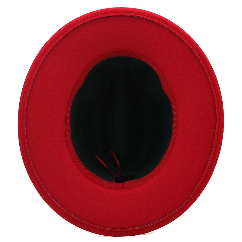 Autumn And Winter New Two-color Woolen Top Hat Pearl Ribbon Accessories Double-sided Color Matching Jazz Hat