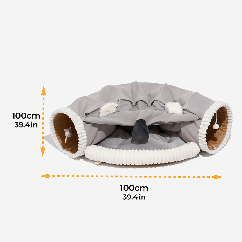 Koalaing 2 in 1 Foldable Indoor Soft Cat Tunnel Bed