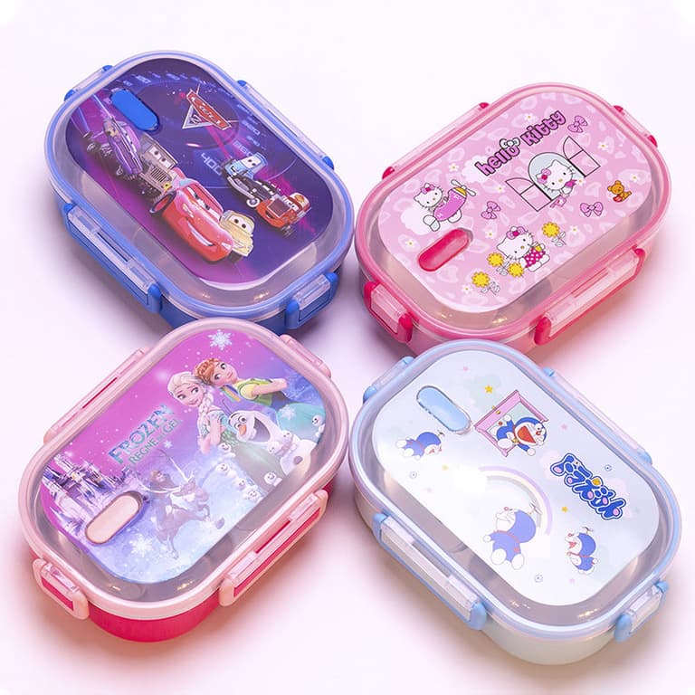 Anime Design Stainless Steel Insulated Lunch Box 鈥?2 Compartment Bento Box for Kids