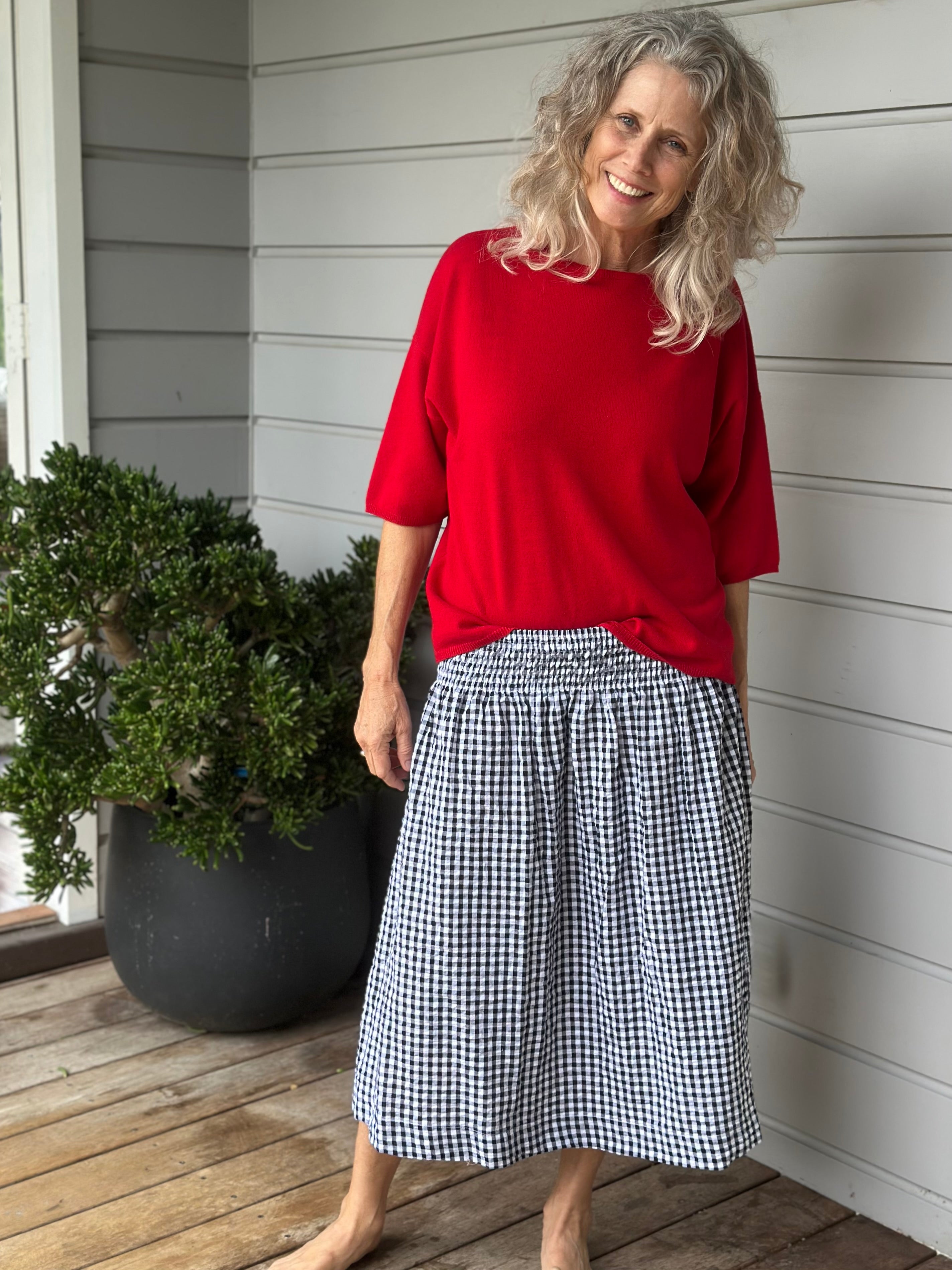 lola skirt -black /white gingham