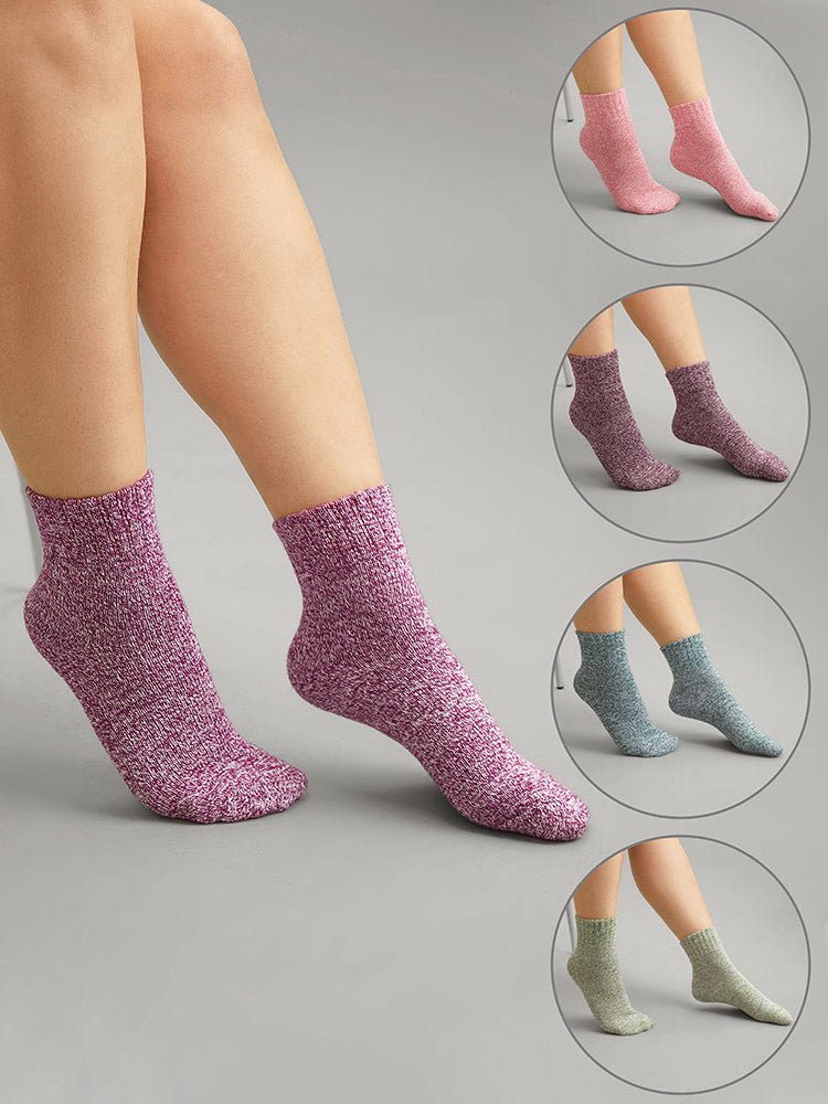 5 Pairs Christmas Heather Mid Calf Socks Set