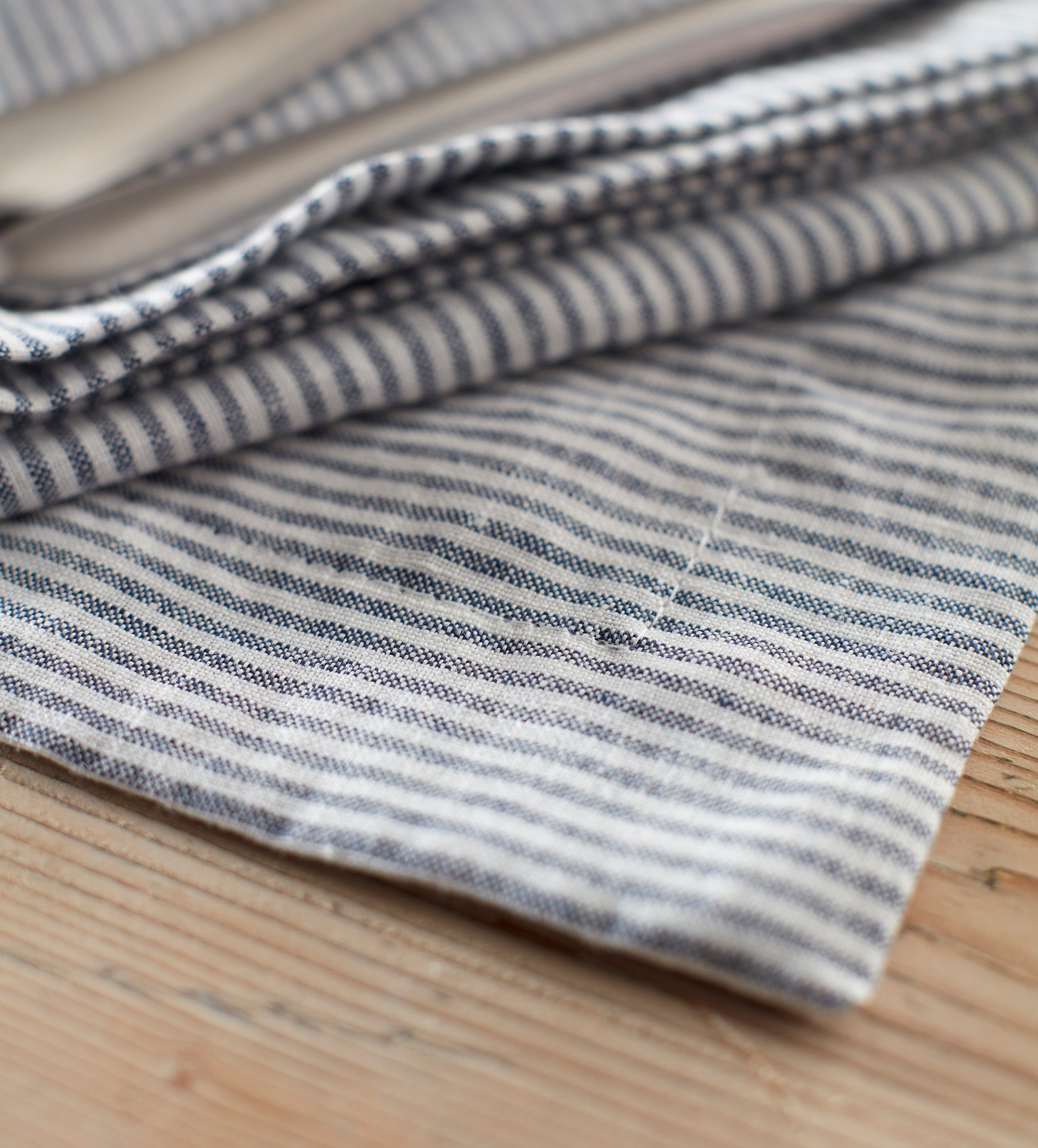 French Blue Stripe 100% Linen Placemats - Set of 2