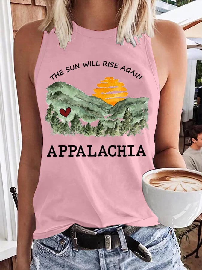 Women's Appalachia Strong. The Sun Will Rise Again Printed Tank Top