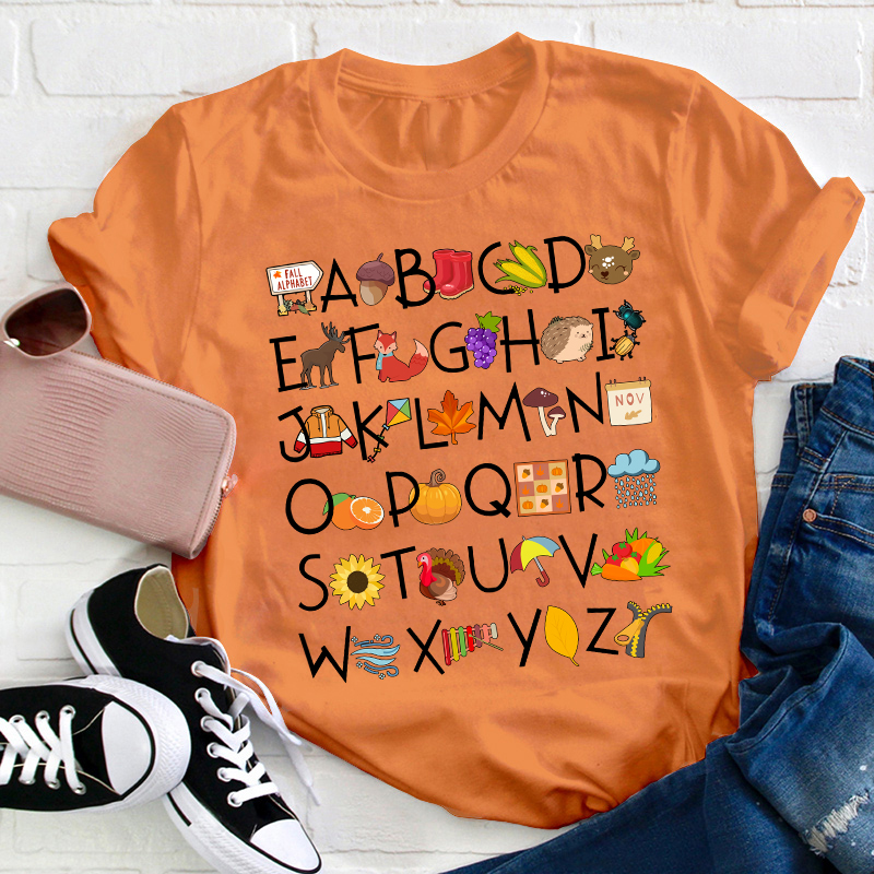 Fall Alphabet Teacher T-Shirt